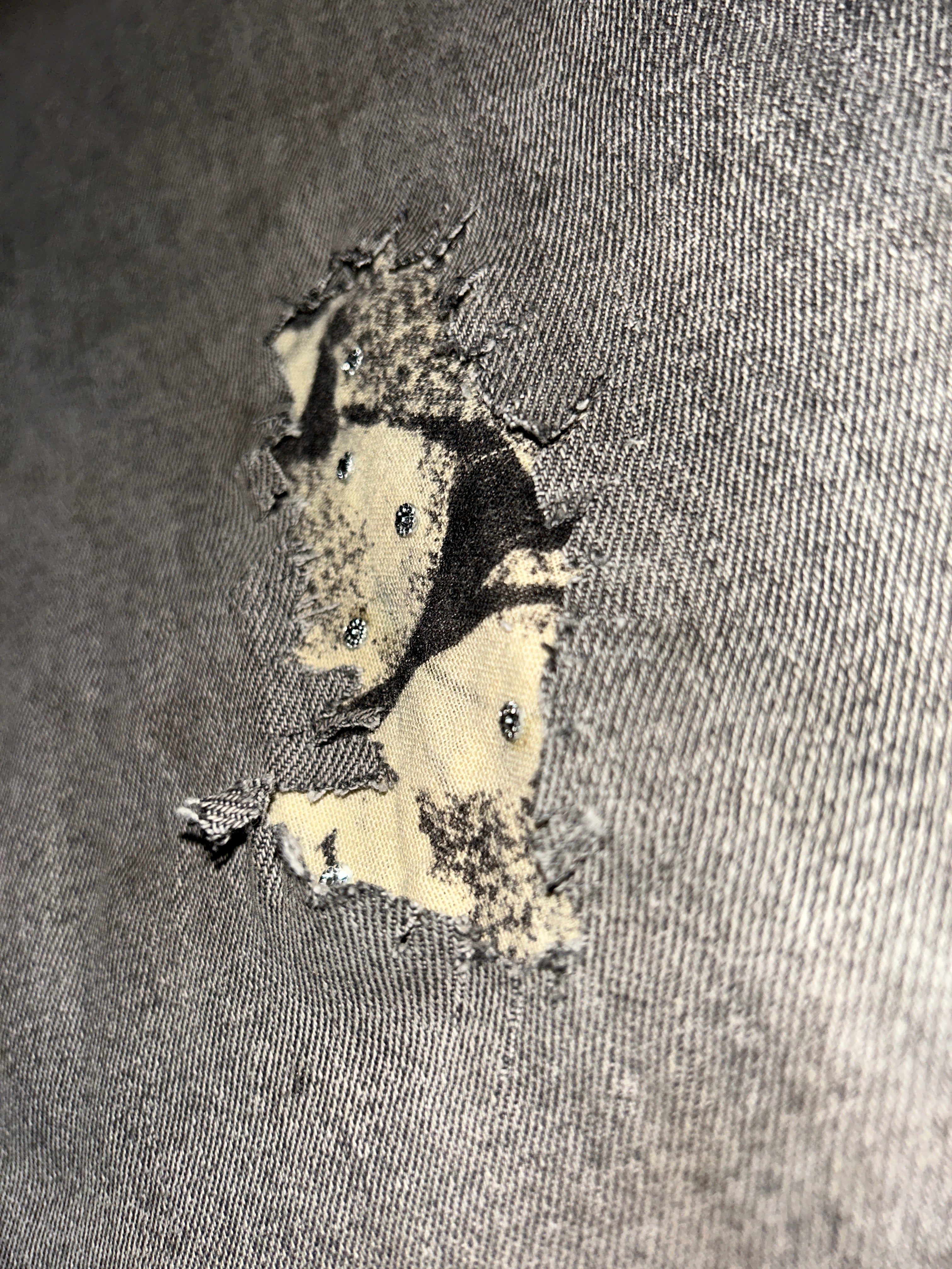 Grey Distressed Denim Pant