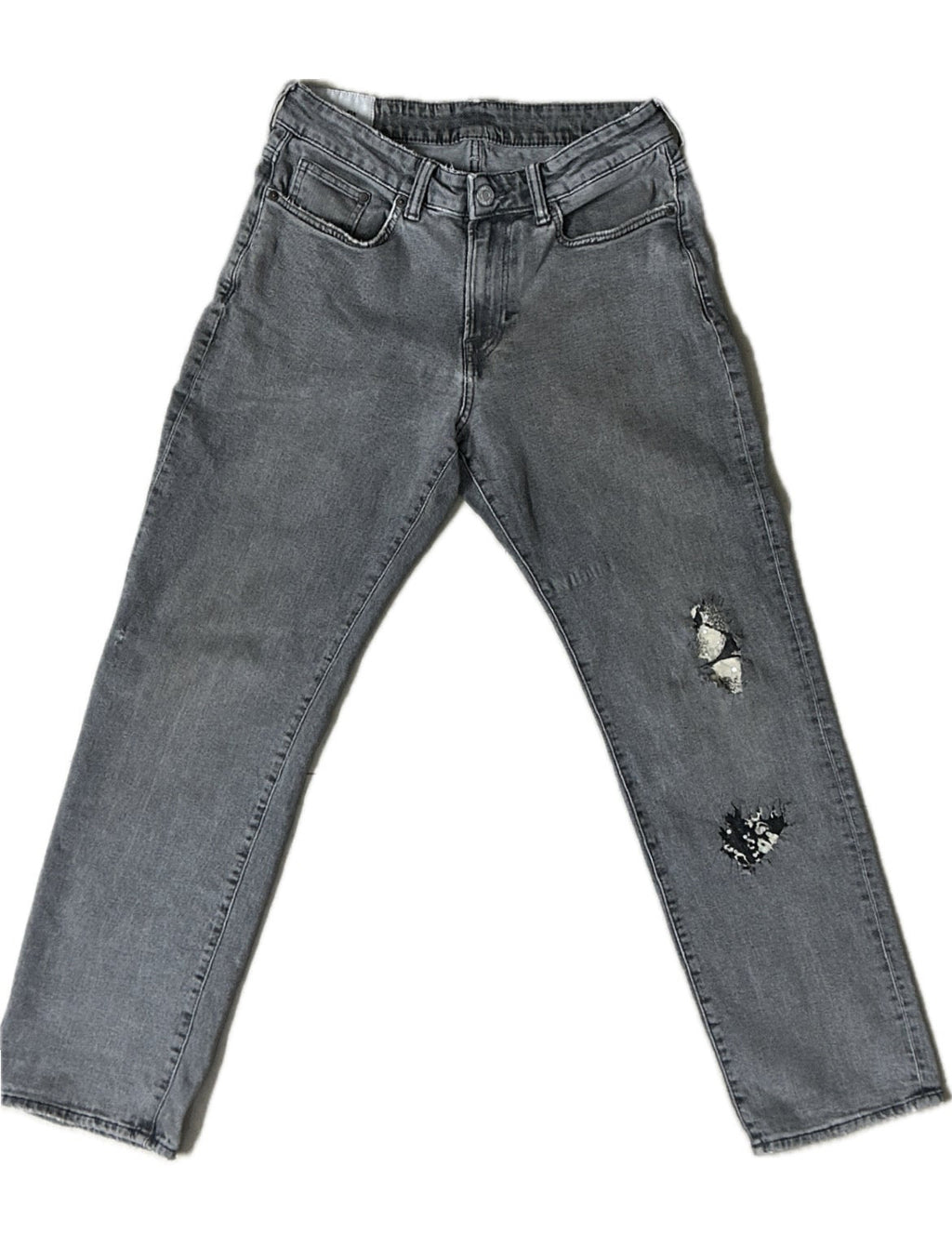 Grey Distressed Denim Pant