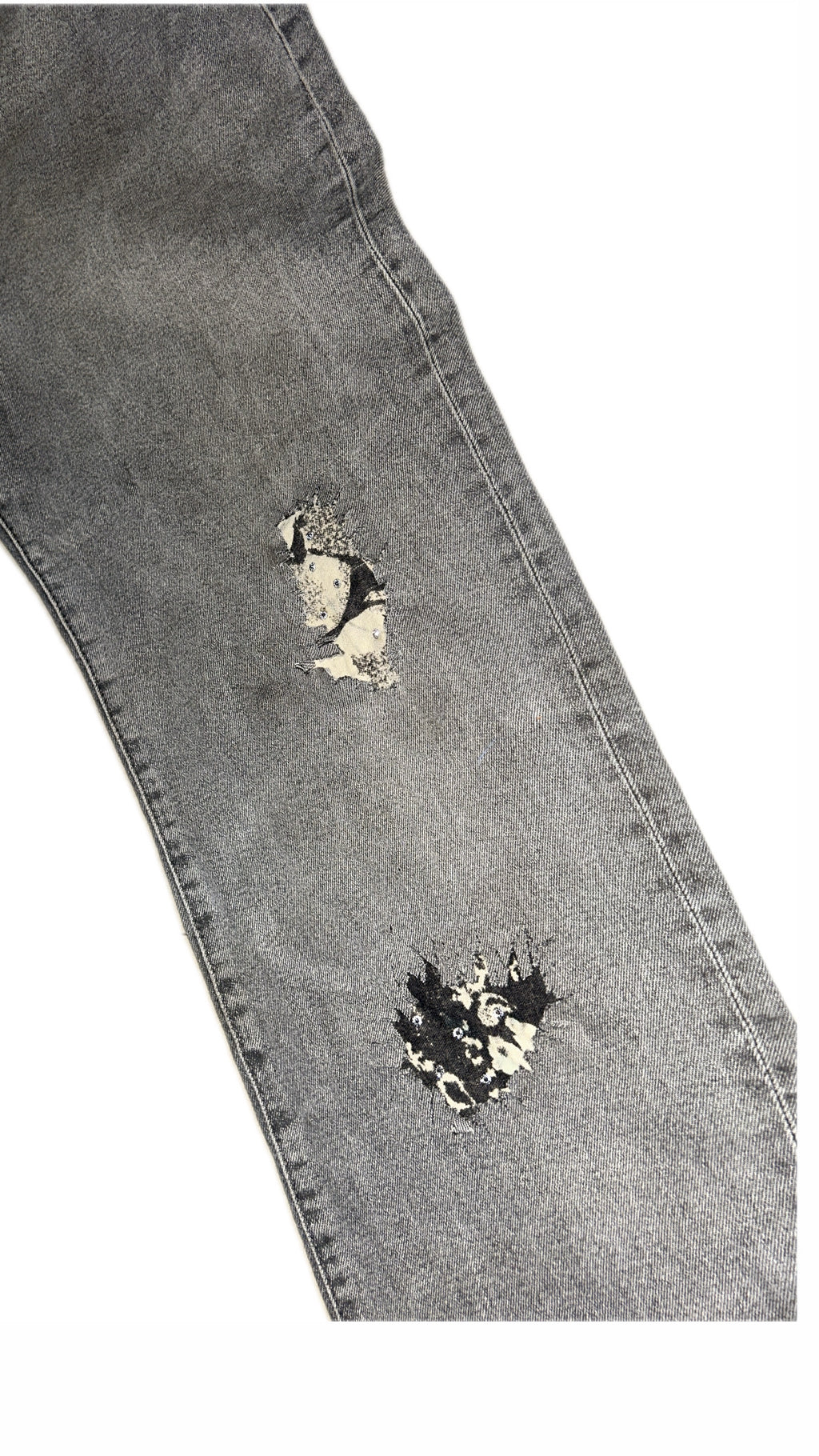 Grey Distressed Denim Pant