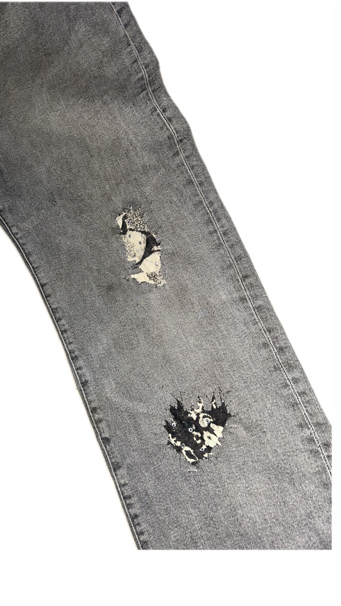 Grey Distressed Denim Pant