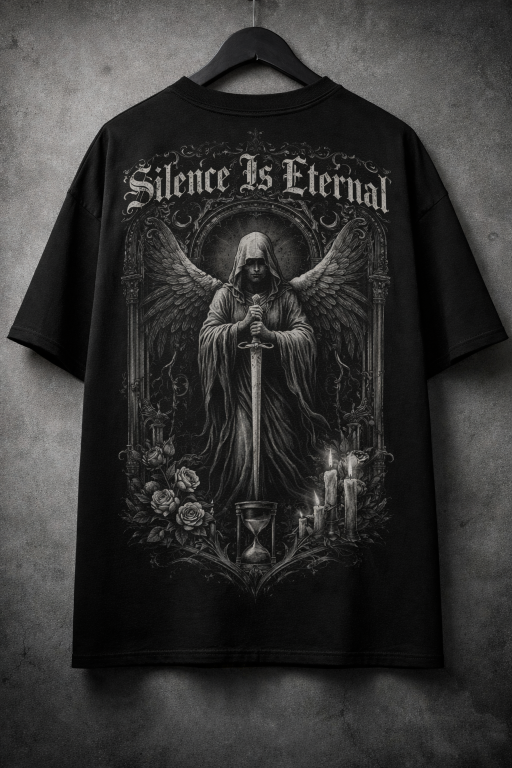 Eternal Silence Gothic Oversized Black T-Shirt