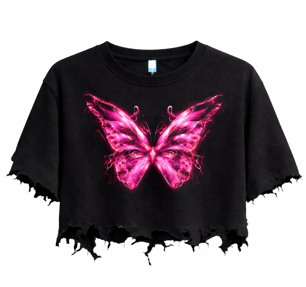 Seraph Distressed Gothic Crop Top