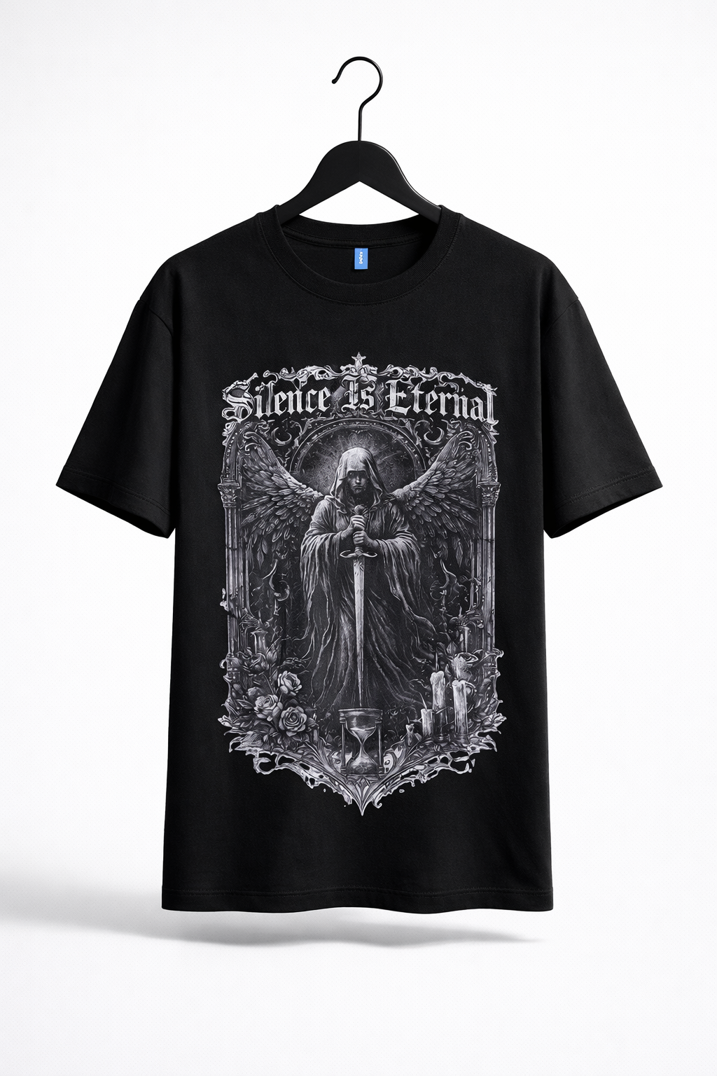 Eternal Silence Gothic Oversized Black T-Shirt