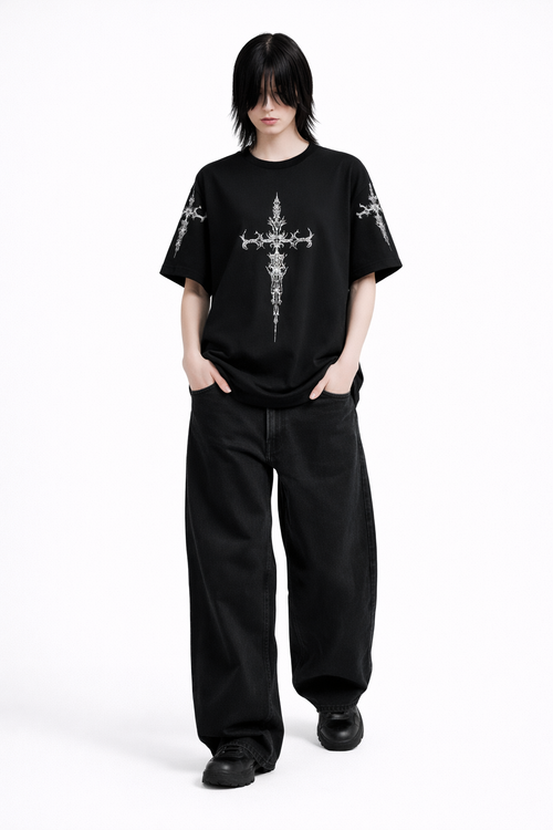 Cathedral Thorn Unisex Oversized Gothic Black T-Shirt