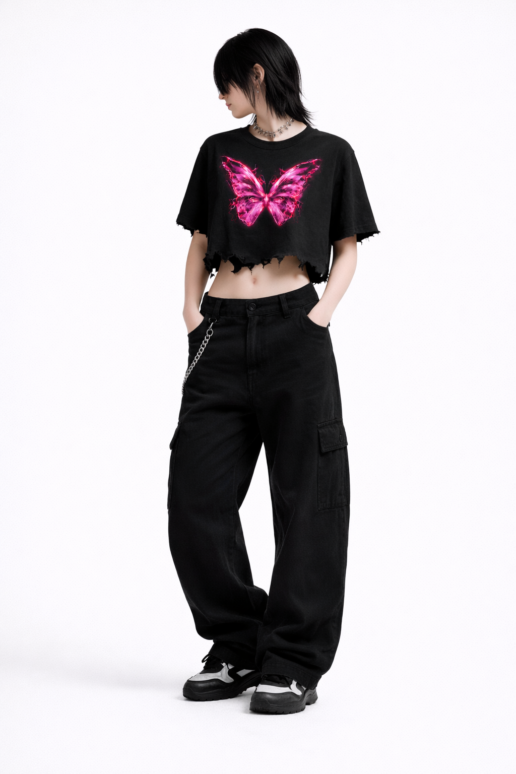 Seraph Distressed Gothic Crop Top
