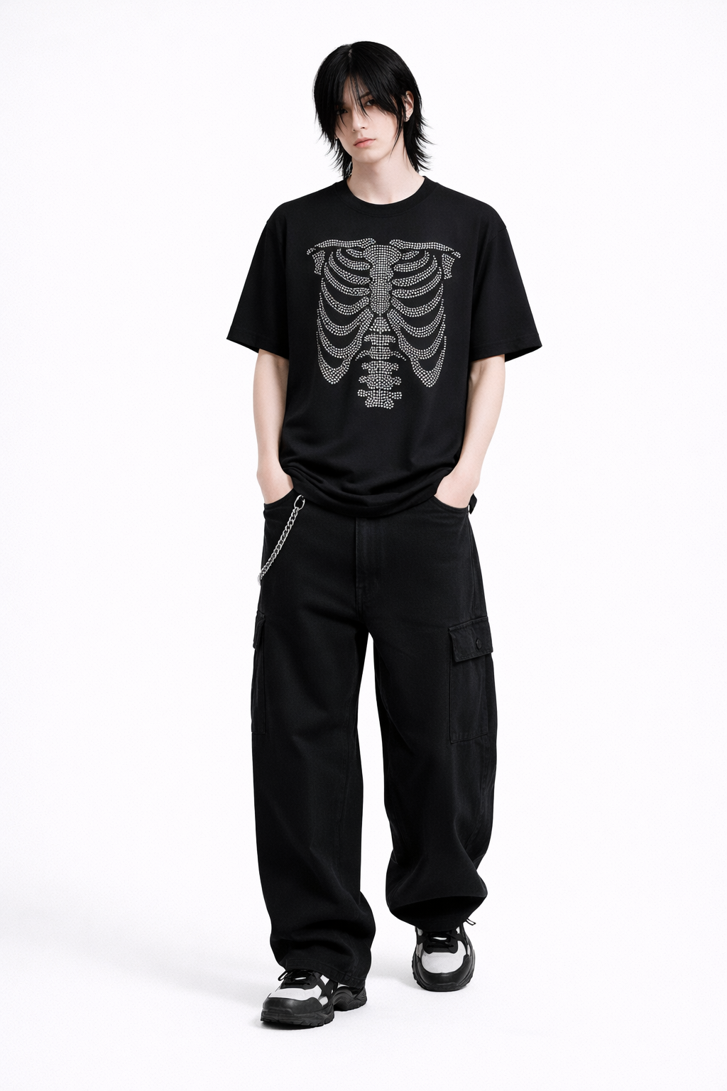 Heart behind the Bars Oversized Gothic Black T-Shirt