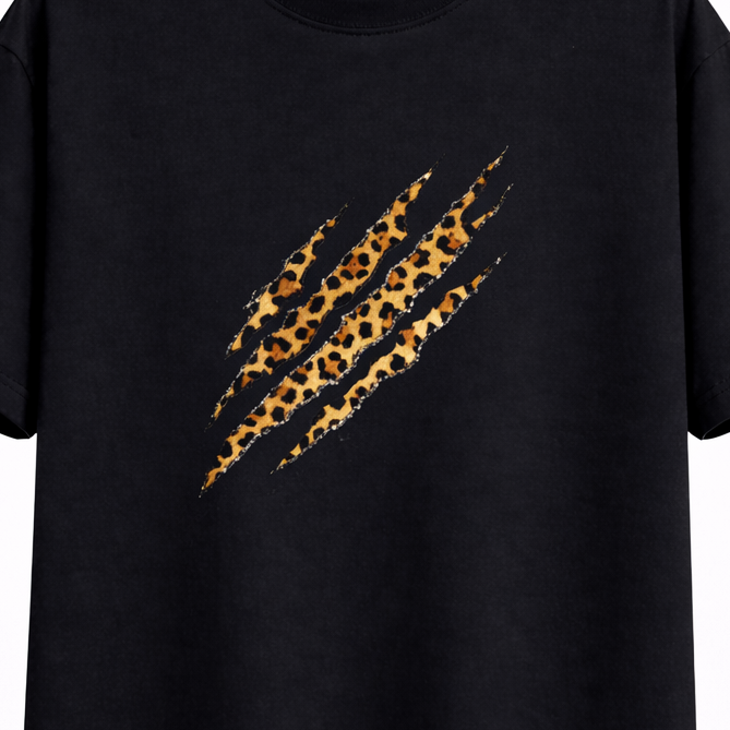 Leopard Claw Oversized Black T-Shirt