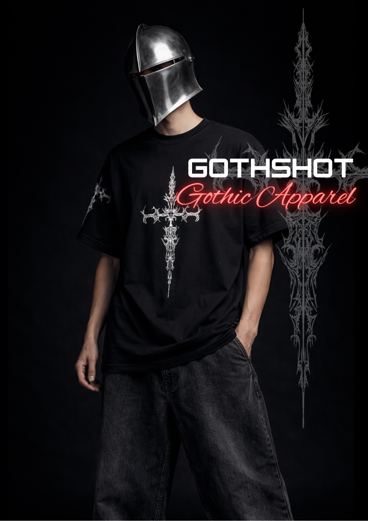 Cathedral Thorn Unisex Oversized Gothic Black T-Shirt