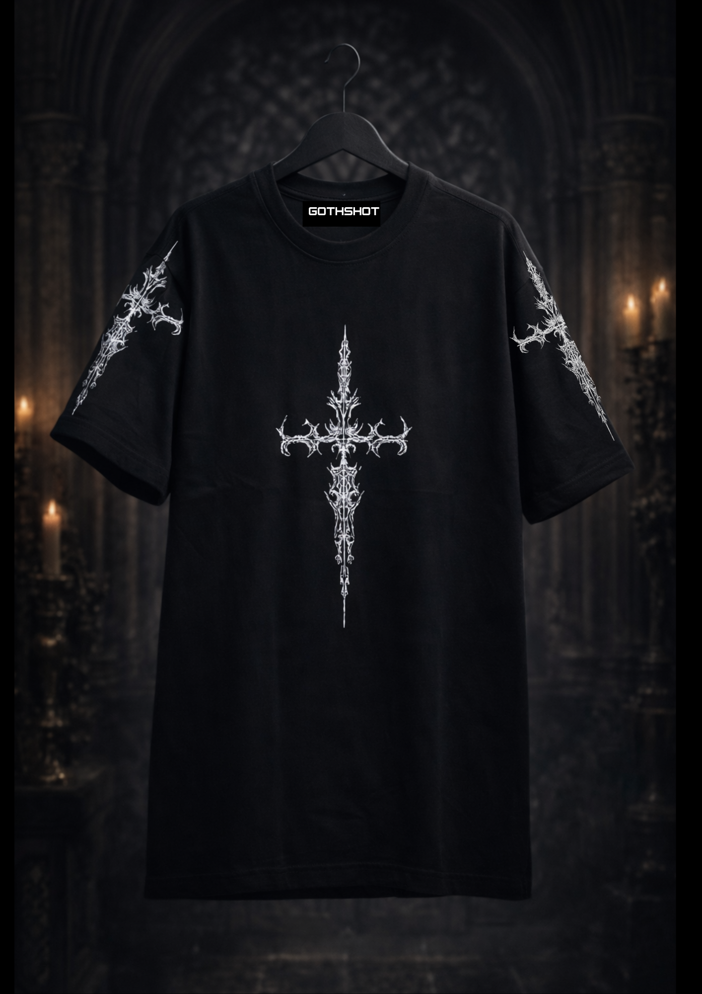 Cathedral Thorn Unisex Oversized Gothic Black T-Shirt