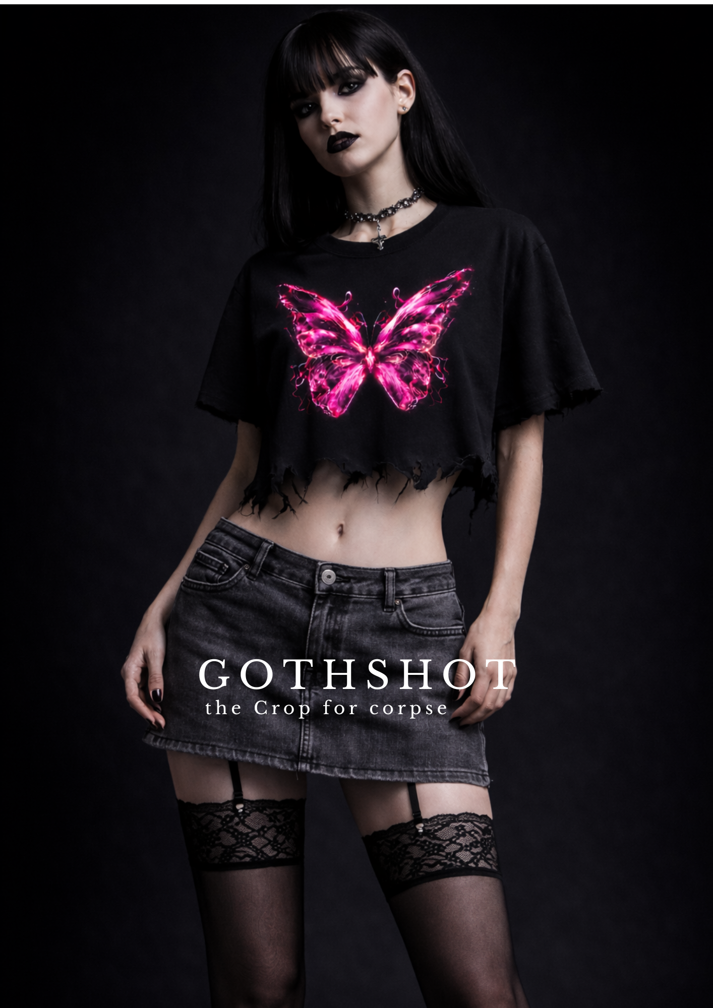 Seraph Distressed Gothic Crop Top