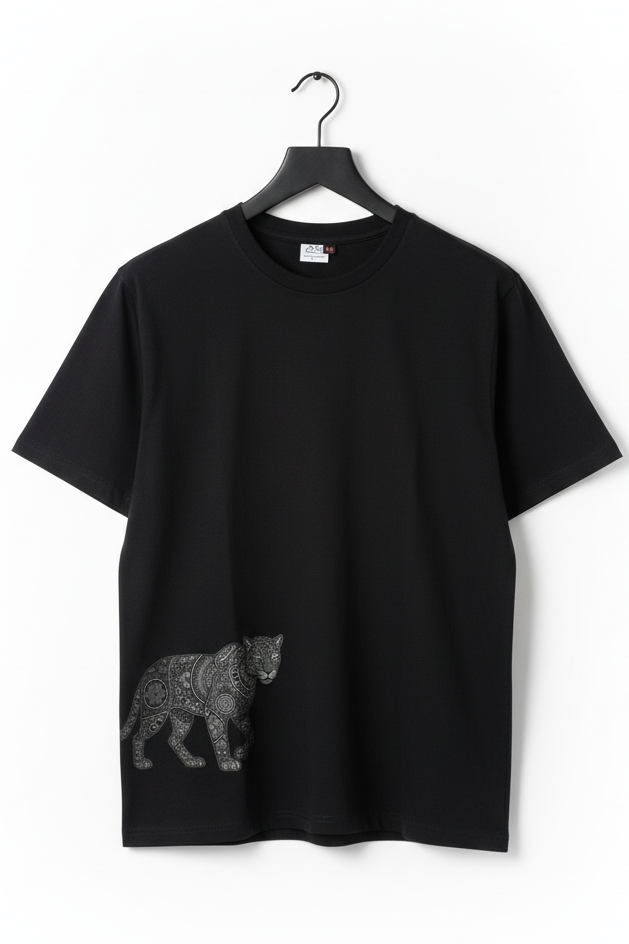 Gothic Oversized Leopard premium Black T-Shirt